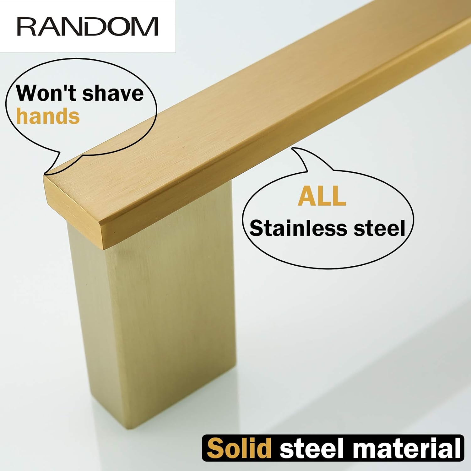RANDOM 12” Gold Towel Bar Brushed Gold Hand Towel Holders for Bathroom 12 Inch Towel Bar SUS304 Stainless Steel Towel Rack Wall Mounted Towel Rod