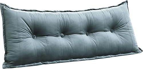 Miniatura 9 de Almohada rectangular para cabecero de lectura, cojín grande, respaldo extraíble, almohada de lectura, cabecero, regalo para mamá, gris, matrimonial