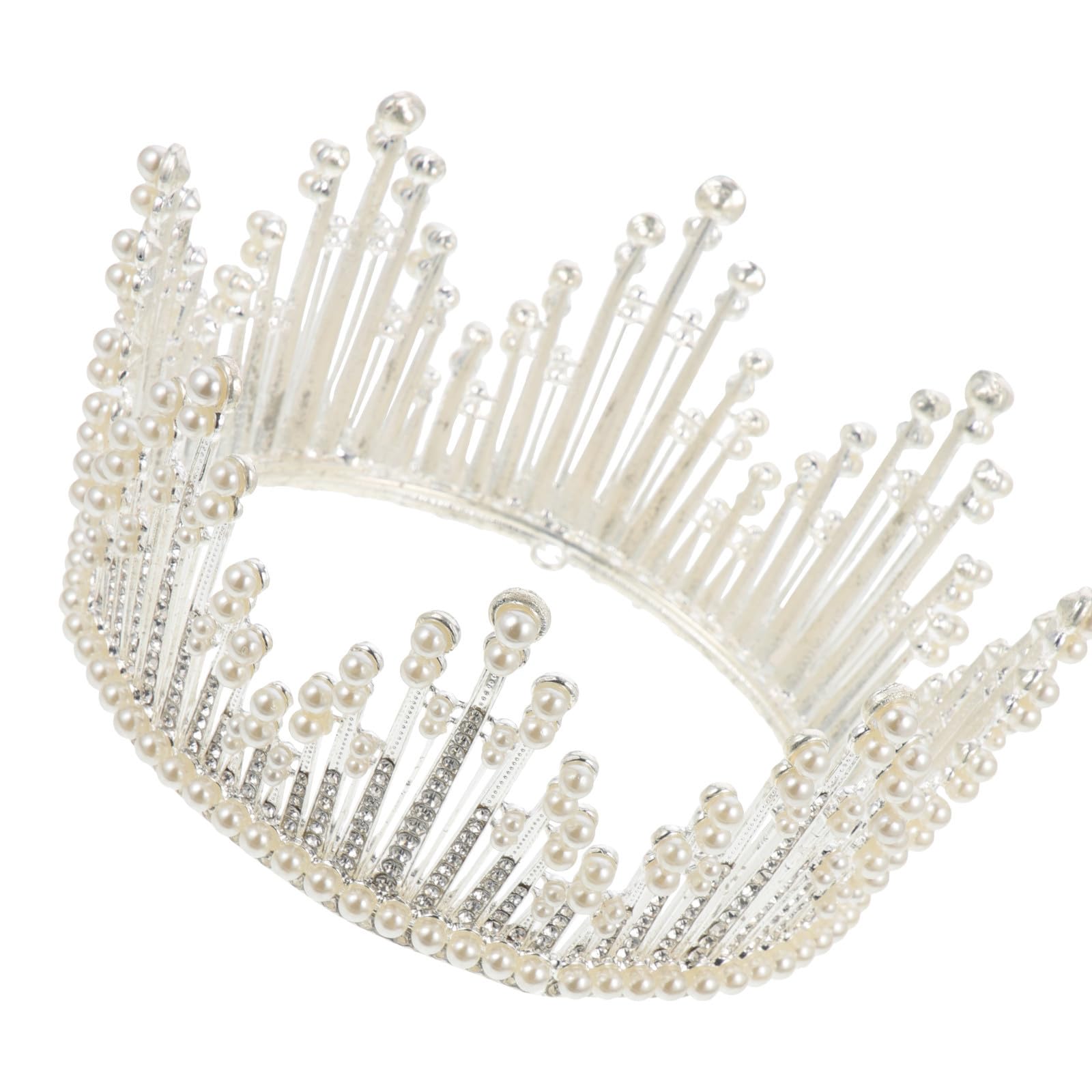 Mikikit Tiara de Perlas para Mujer en Plata, Tocado de Boda Chic Brillo Único, Accesorio Elegante para Fiesta y Novia en Evento Especial