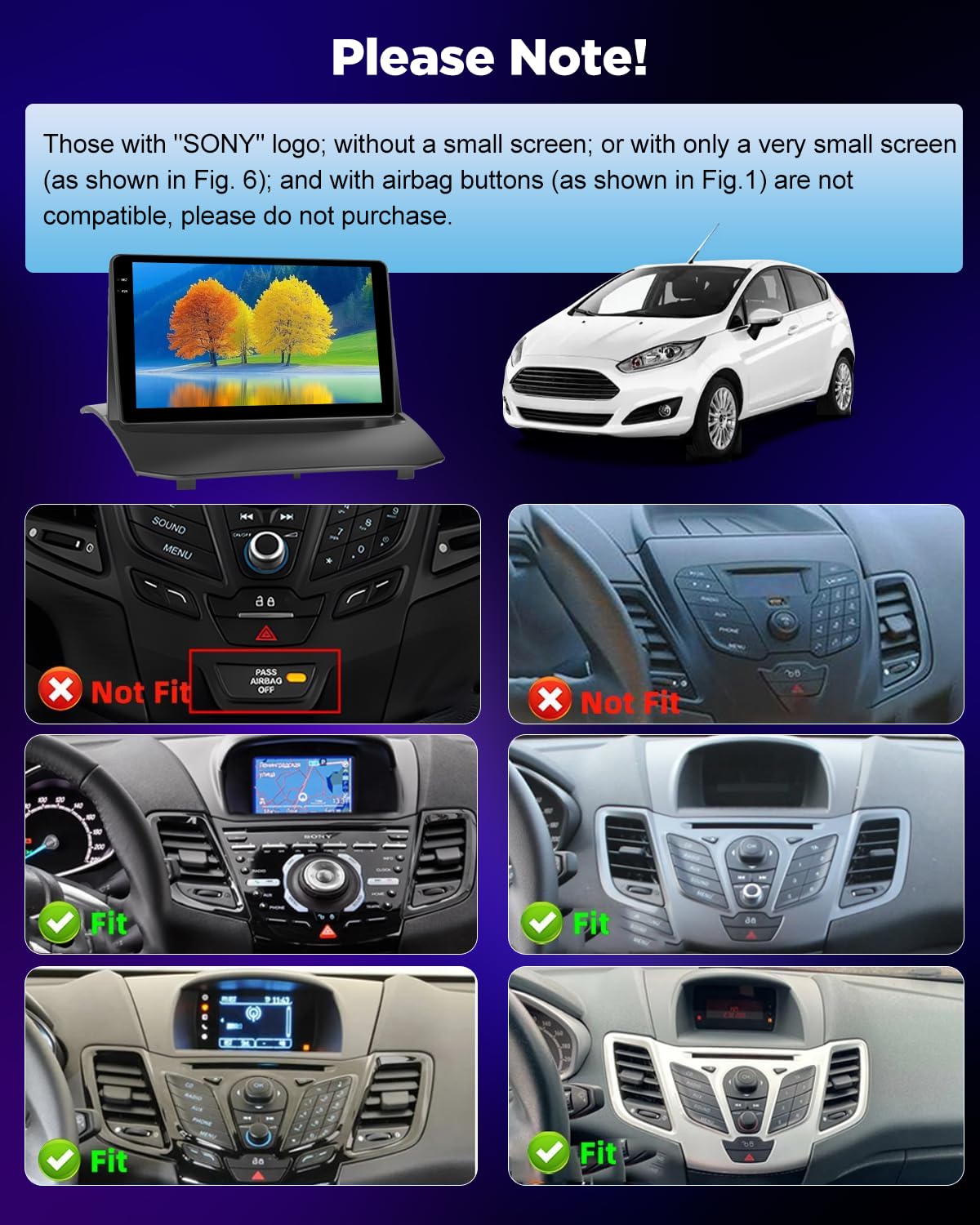 NHOPEEW 4+64G Android Autoradio per Ford Fiesta 2009-2017 con Wireless Carplay e Android Auto - Schermo incell da 9 pollici Supporto WiFi GPS Comandi al volante + Telecamera di retromarcia, Canbus