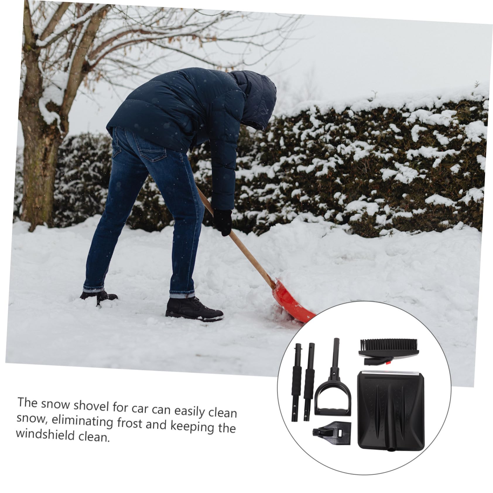 Autoschneeschaufel und Abs aus Edelstahl 1 Satz für Winter | Schwarz, für Windschutzscheibe und Fahrzeug, zum Entfernen von Schnee und Frost