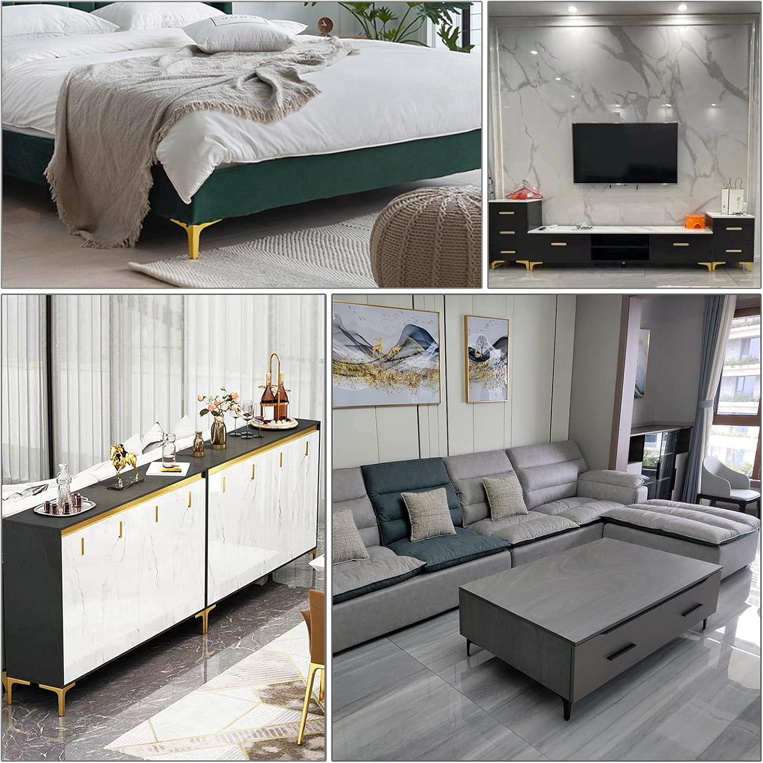 4 Pack Black Metal Table Legs, Replacement DIY Furniture Legs, Suitable for Coffee Tables, Tv Tables, Wardrobes, Sofas, Beds and Other Furniture Desk Legs Non-Slip Feet,Silver-15cm/5.9in