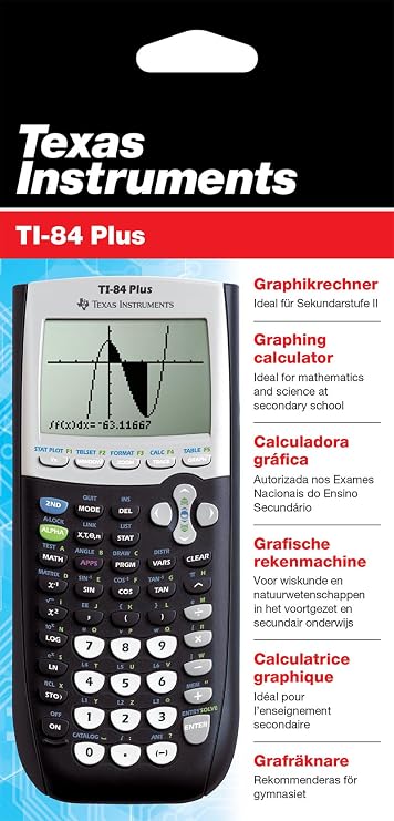 Texas Instruments TI-84 Plus Graphics Calculator 8 Line Display Memory 2D Views Dark Blue