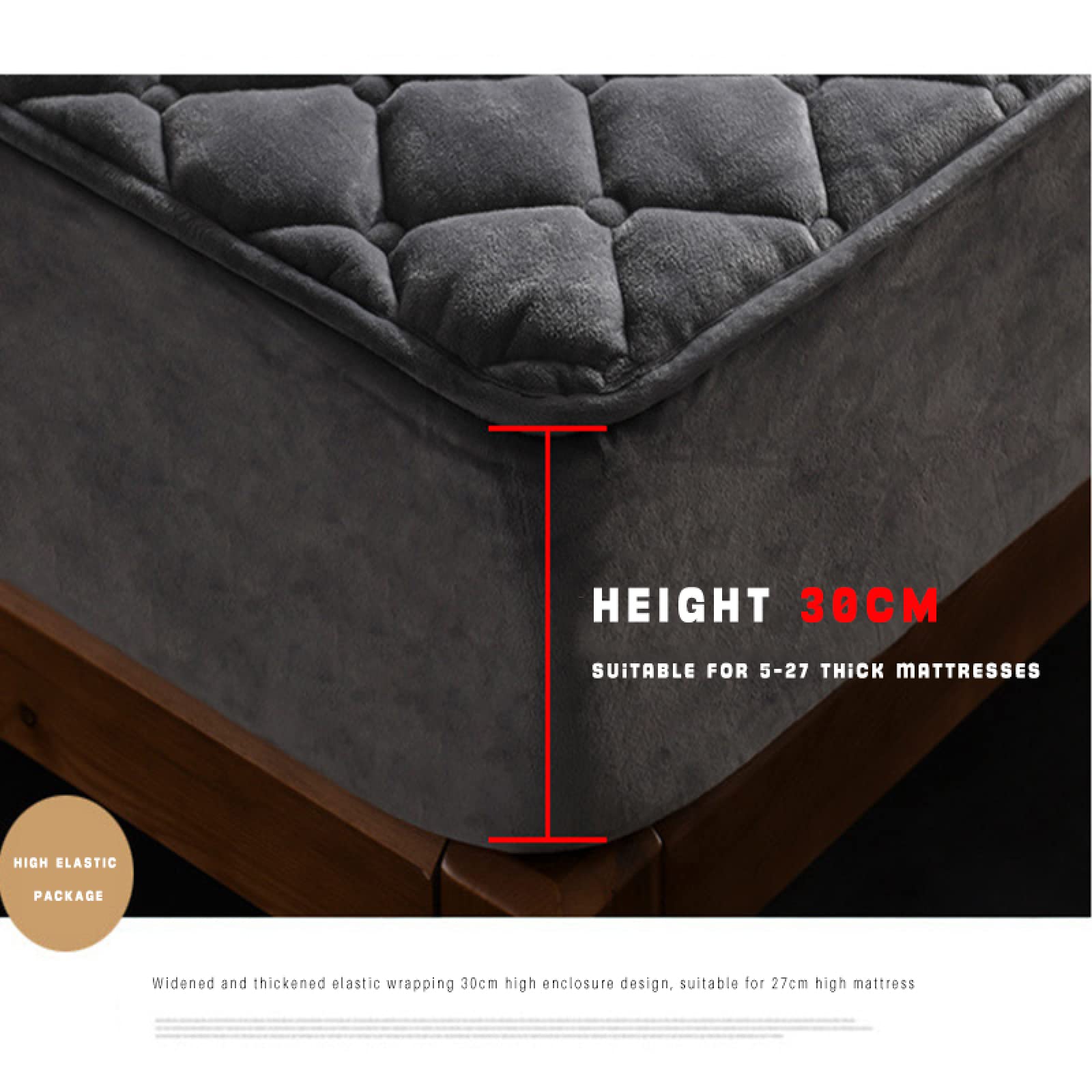 Warme Plüsch Spannbettlaken 200x200cm Dunkelviolett Matratzenbezug | weicher Fleece Bettlaken geräuschlos atmungsaktiv 30cm tiefe Tasche mit elastischem Rand für Topper Matratzen Boxspringbett