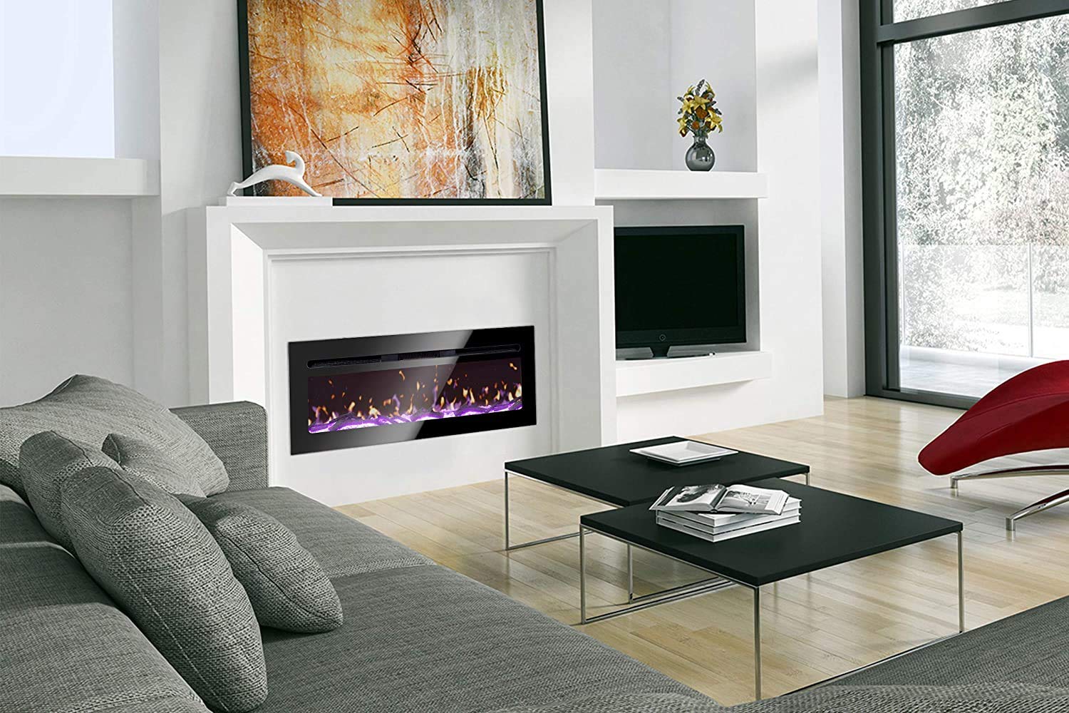 Buy BizHomart Doris Electric Fireplace Recessed and Wall Mounted for