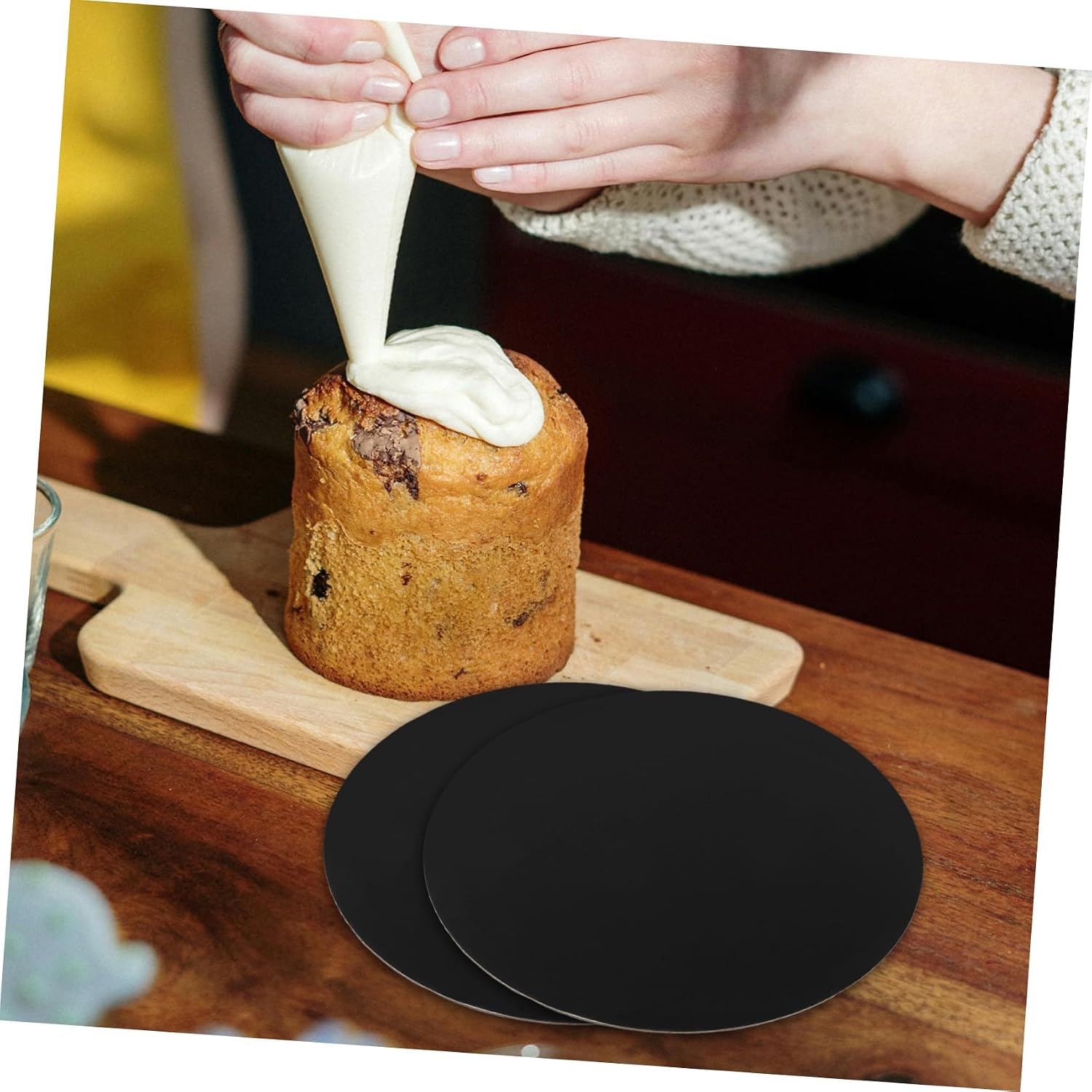 Generic 10pcs Round Cake Boards Food Grade Cardboard Cake Circles Sturdy Baking Drums for Pies Tarts and Cheesecakes for Weddings and Events