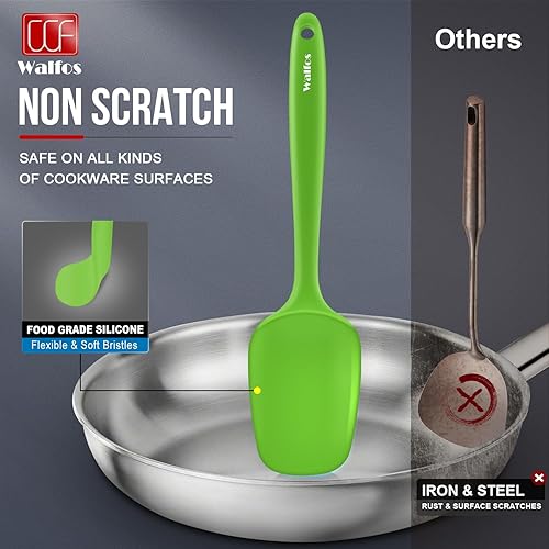 Miniatura 5 de Walfos Espátula de silicona resistente al calor de 600 F, núcleo de acero fuerte y diseño de una sola pieza, para cocinar, mezclar, hornear, sin BPA