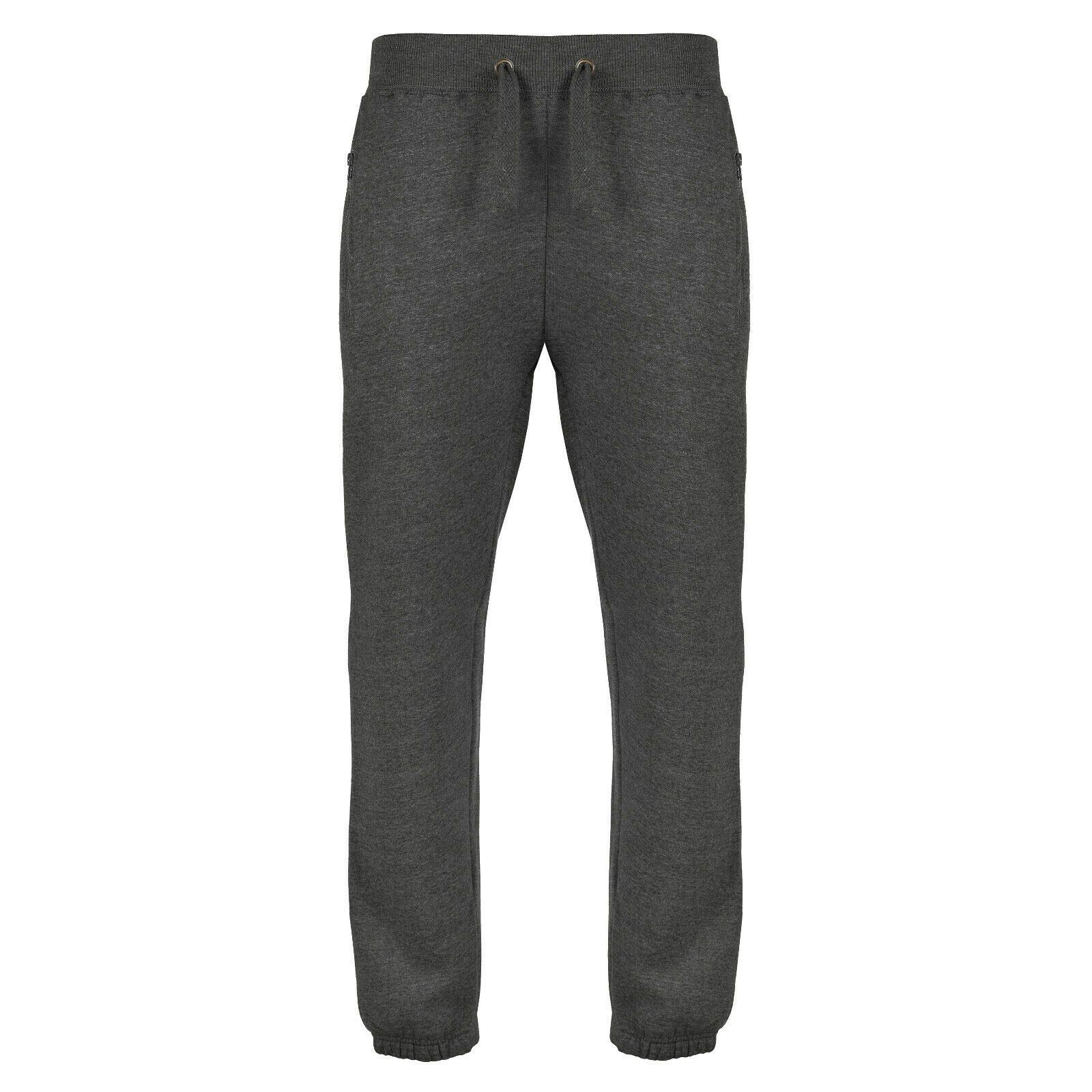 Le11 Men's Dark Grey - Fleece Joggers Track Cuffed Bottoms Plain Trouser Sweat Jogging Pant (, Large)
