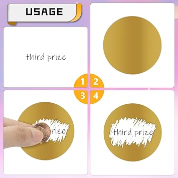 100 Pcs Scratch Off Stickers Sitckers 2 inches Round Self Adhesive Scratch Off Cards for Lottery Tickets, DIY, Raffle Card Games Creating (Gold) (1, Gold) (1, 2 inch)