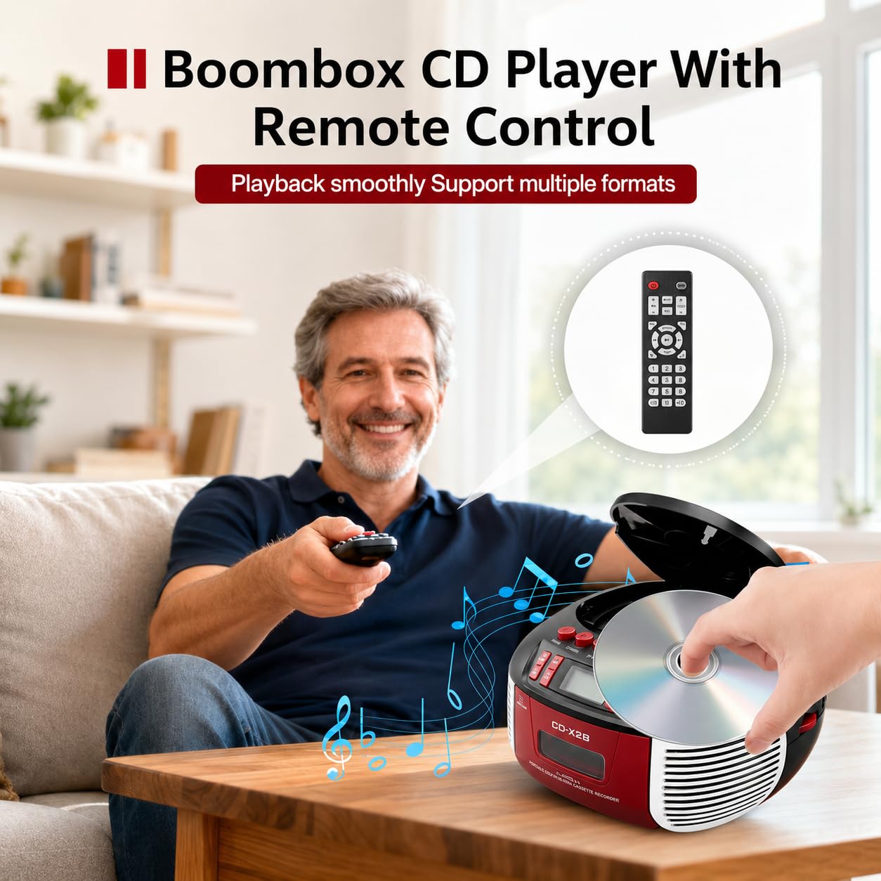 Boombox CD i kaseta z Bluetooth, radiem AM/FM i USB