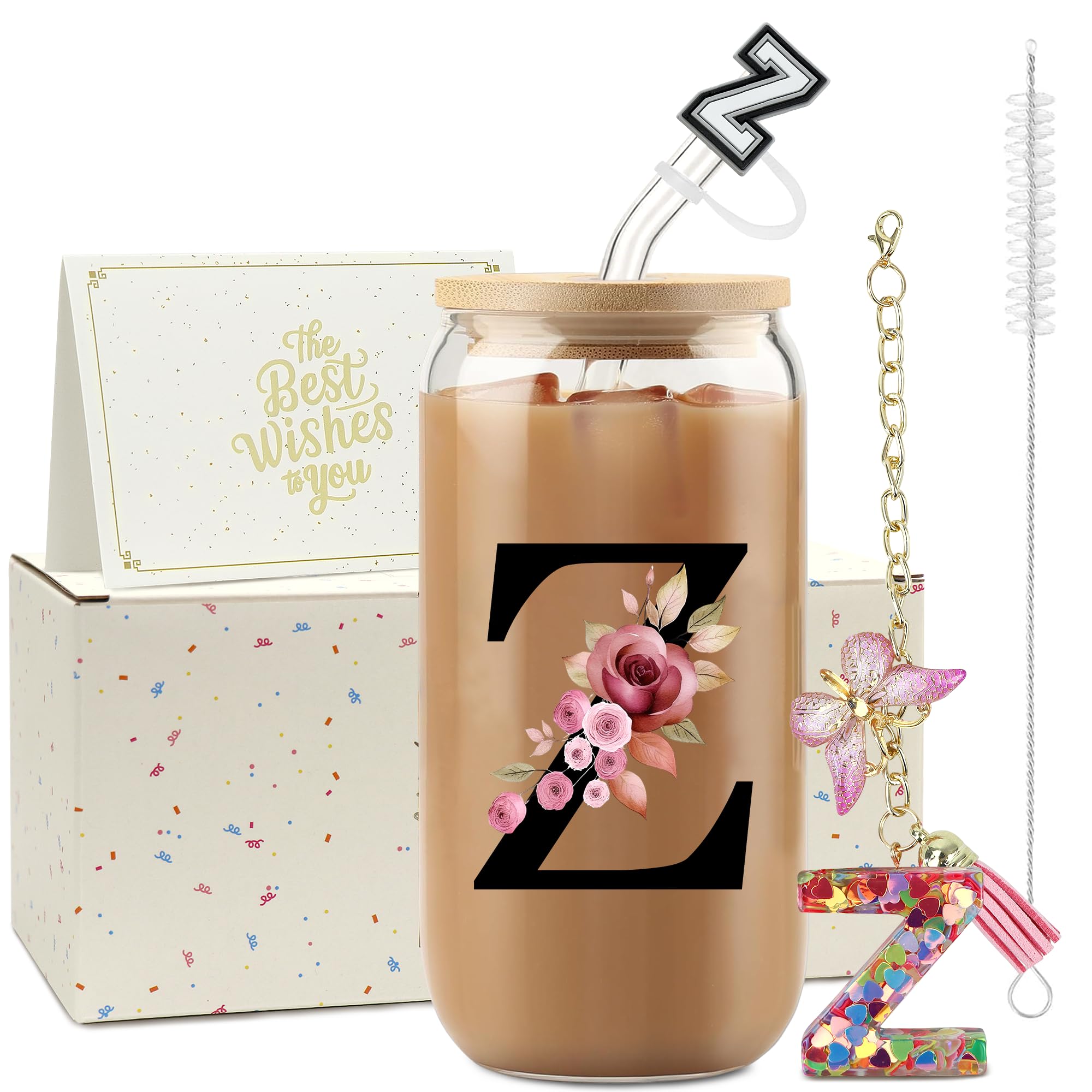 ZIOSINM Buchstaben Personalisierte Geschenke für Frauen, Glasbecher