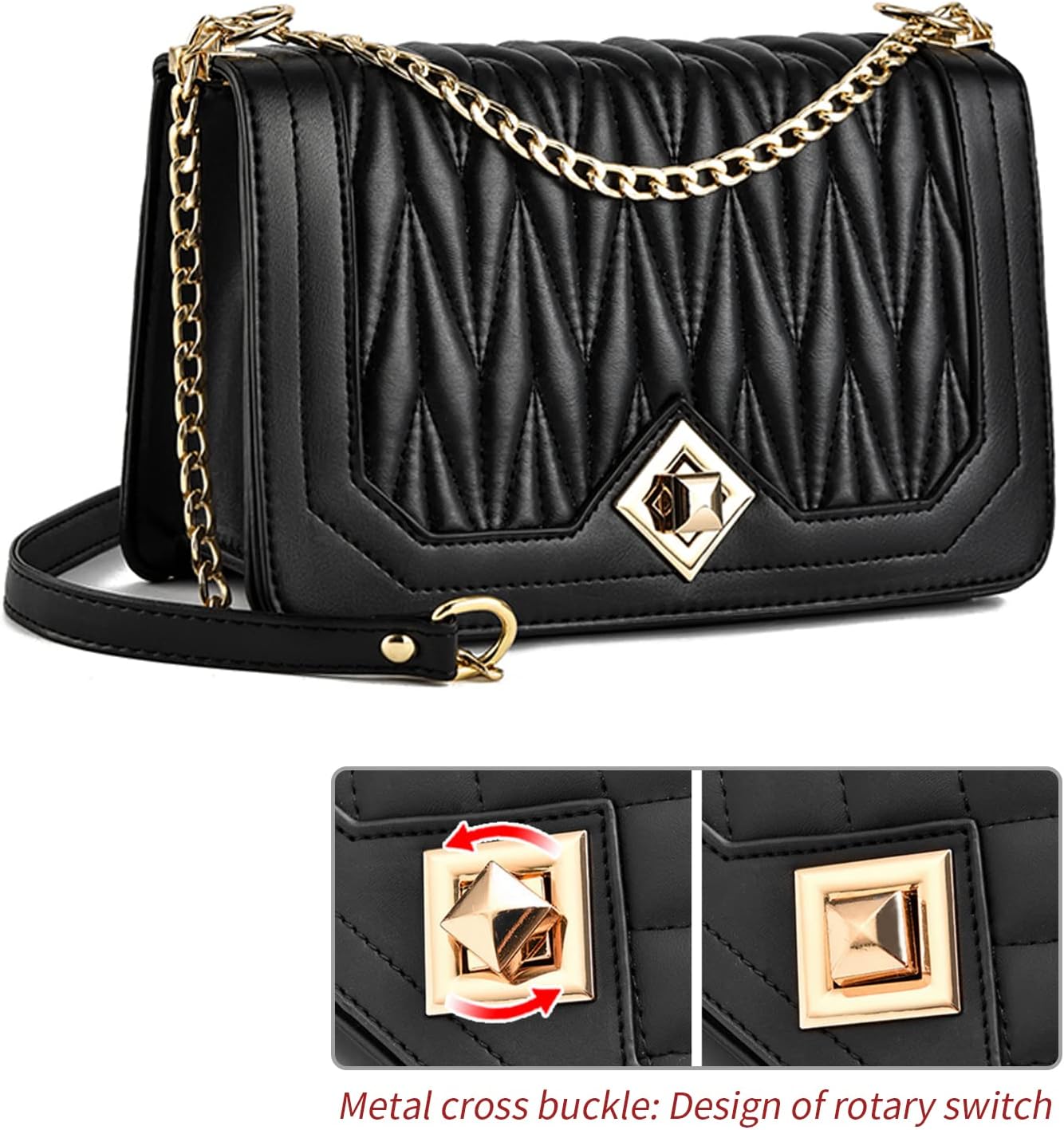 Travistar Crossbody Bags for Women Small Handbags PU Leather Shoulder Bag Purse Evening Bag Quilted Satchels with Chain Strap - Image 8