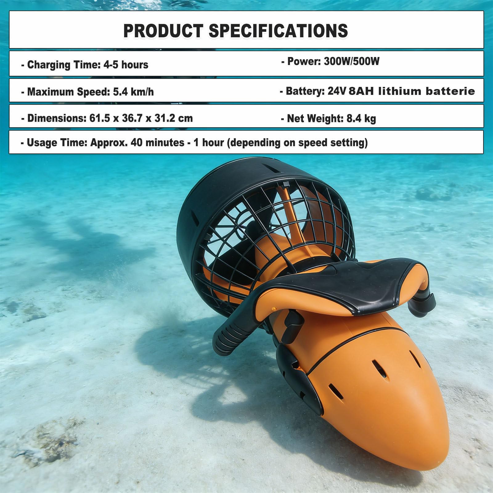 Scooter Submarino Sea Scooter, Propulsor De Natación para Buceo, Doble Velocidad para Piscina, Equipo Deportivo Impermeable para Natación, Buceo, Snorkel Y Aventuras En El Mar. 500W