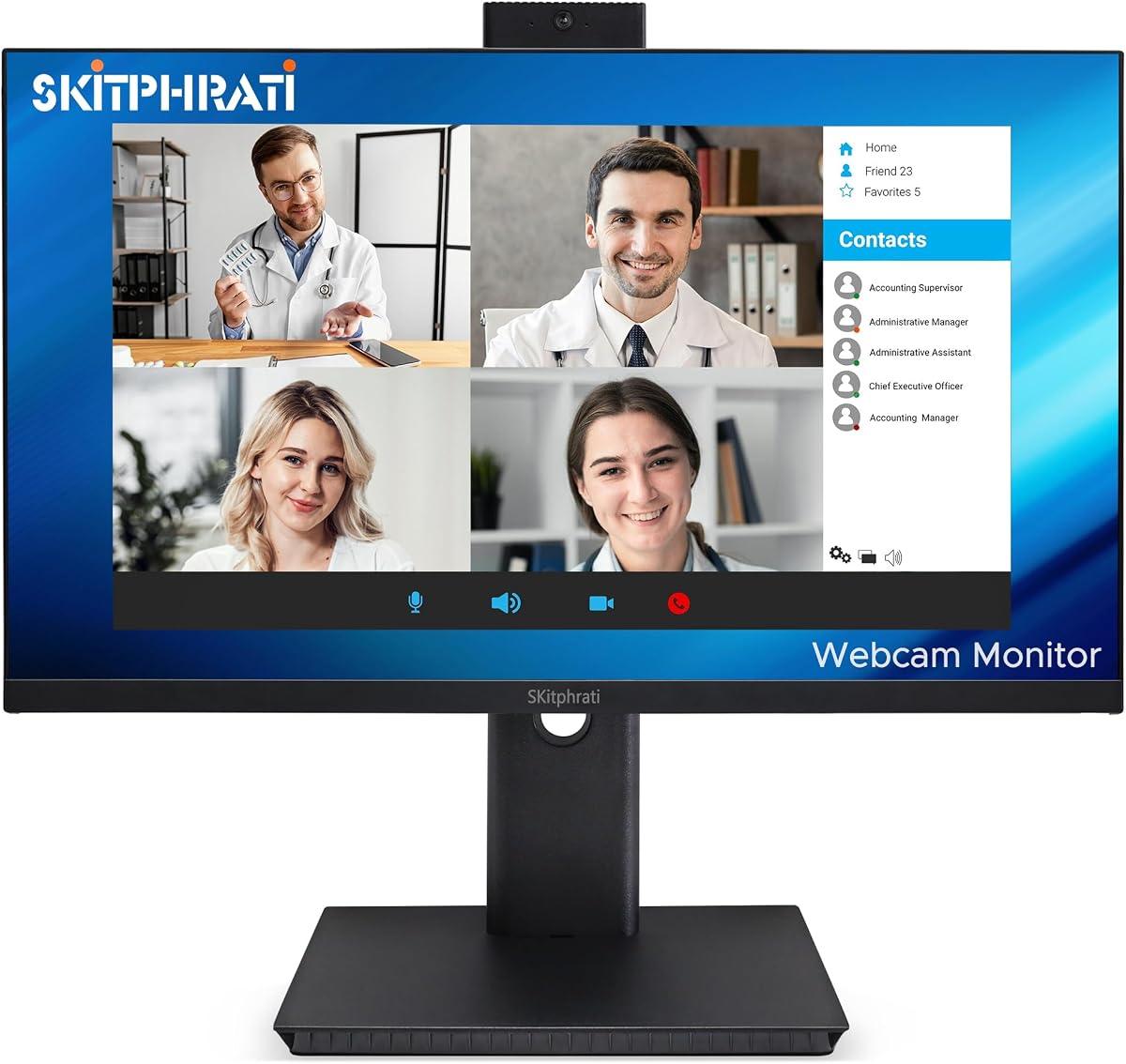 SKitphrati Monitor de cámara web empresarial de 27 pulgadas, 1080P IPS 120 HZ, monitor de videoconferencia - Cámara web ajustable incorporada de 3 MP, conjunto de micrófonos, parlantes, cuidado de los ojos, sin marco, HDMI, DisplayPort, VGA, USB 2.0 | Cámara emergente incorporada Cámara web de 3MP Altavoz de 2W Micrófono Panel IPS 1080P Frecuencia de actualización de 120HZ HDMI DisplayPort VGA USB 2.0