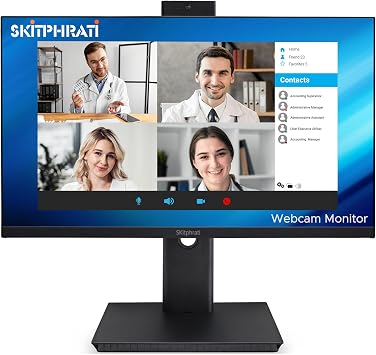 SKitphrati 27 Business Webcam Monitor, 1080P IPS 120HZ, Video Conference Monitor - Built-in Adjustable 3MP Webcam, Mic Array, Speakers, Eye Care, Frameless, HDMI, DisplayPort, VGA, USB 2.0