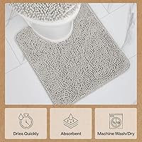 Vista 7 de Gorilla Grip - Tapete de baño afelpado, absorbente, peludo, de felpilla, para base de inodoro cuadrada, reverso de goma, suave, de microfibra, claro