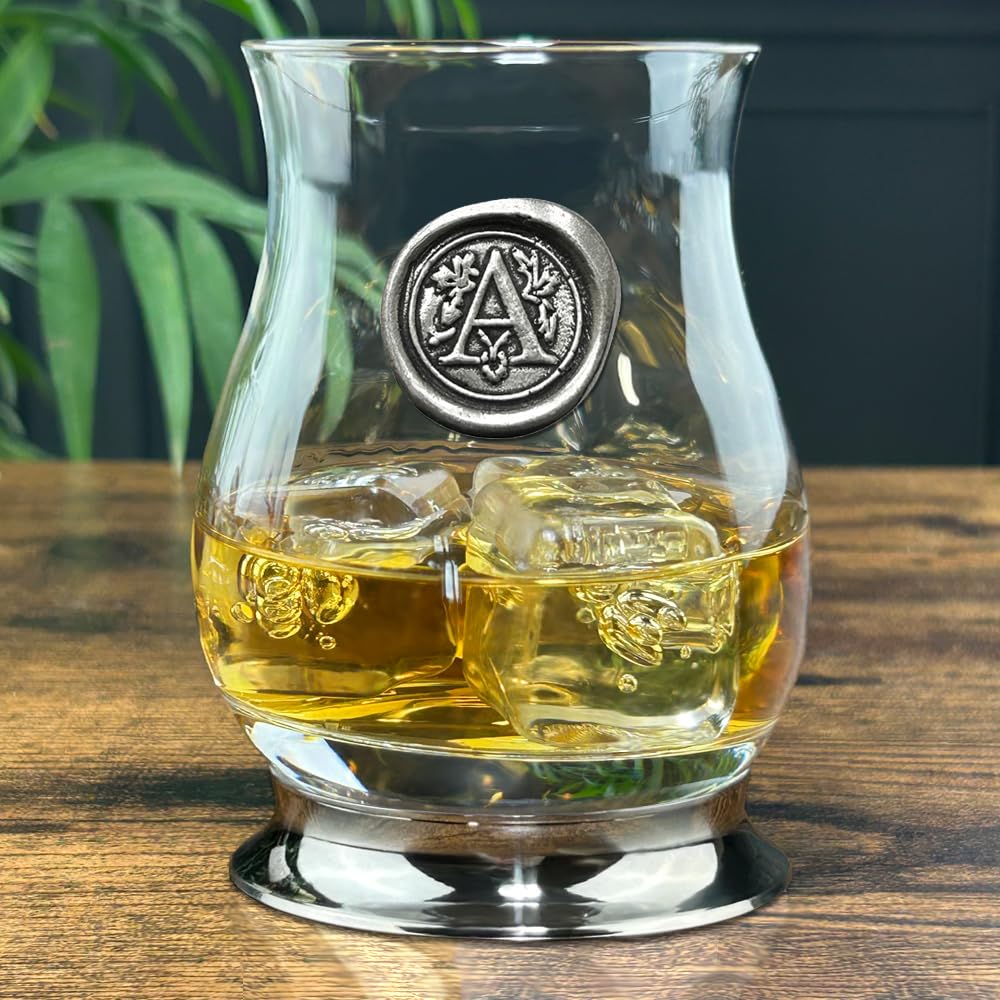 English Pewter Company Glencairn Personalised Whisky Mixer Glass with Monogram Initial, Unique Gifts for Men - Image 3