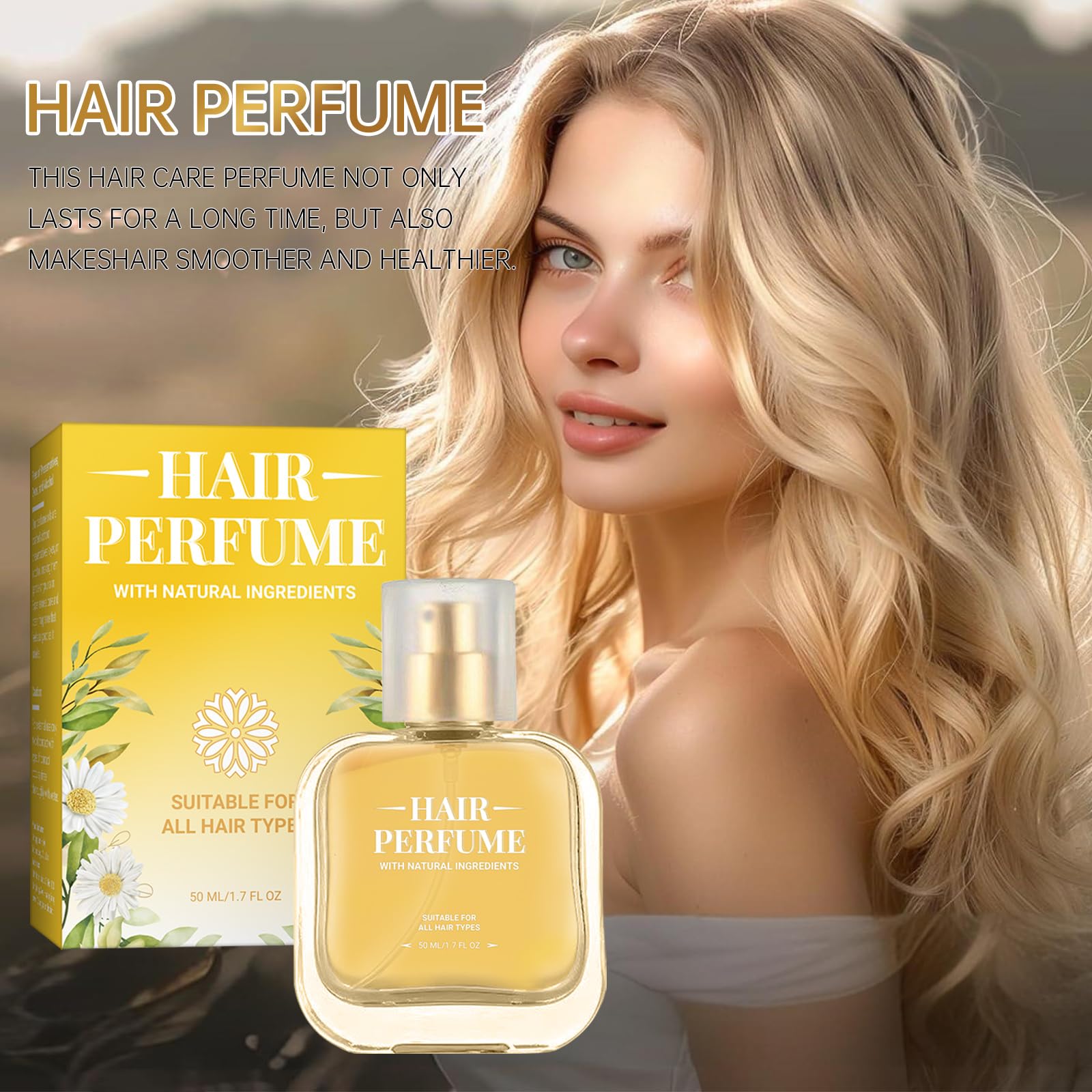 Hair Perfume for Women – Fresh Hair Fragrance with Honey, Coconut Oil, and Chamomile Extract, Odor-Removing, Nourishing & Long-Lasting Scent for Smooth and Beautiful Hair
