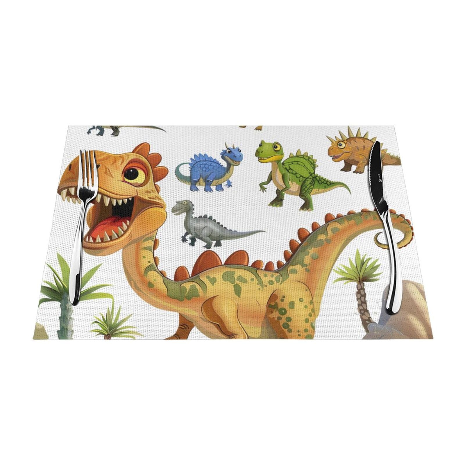 Set de table en PVC tissé dinosaure anti-tache lavable pour enfant x6