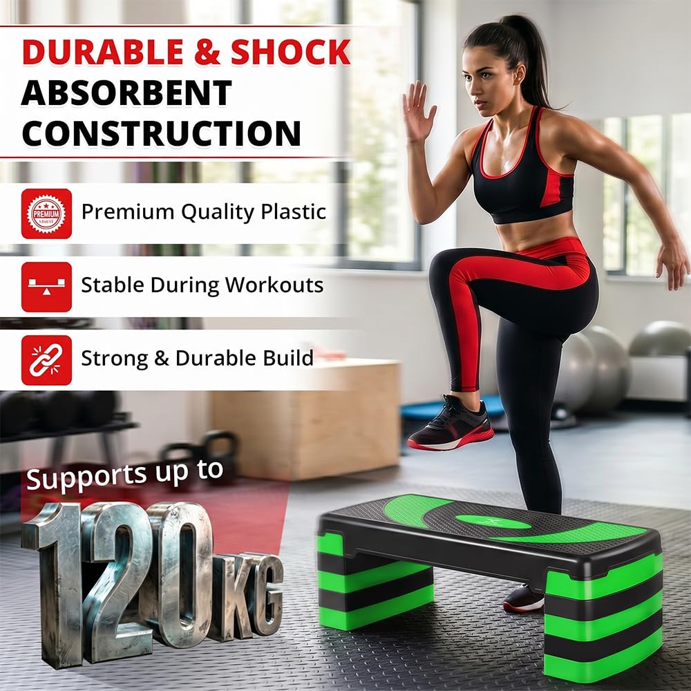 Aerobic-Stepper mit 5 verstellbaren Stufen (10/15/20/25/30 cm) Cardio-Gewichte Yoga-Übungs-Workout-Stepboard Rutschfestes Home-Gym-Routine-Fitness-Training