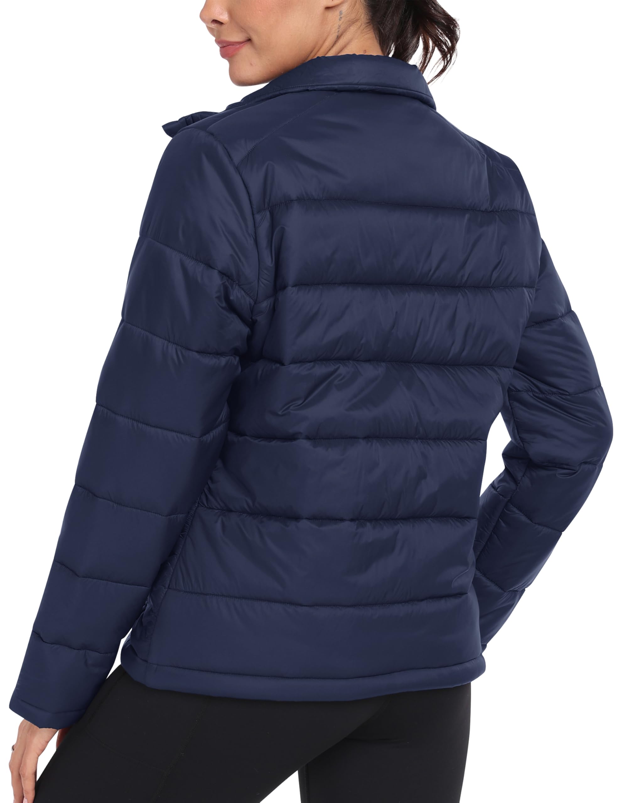 MoFiz Giacca termica da donna, con cappuccio, leggera, ibrida, da escursionismo, termica, calda, con cerniera completa, per l'inverno, l'autunno, la corsa