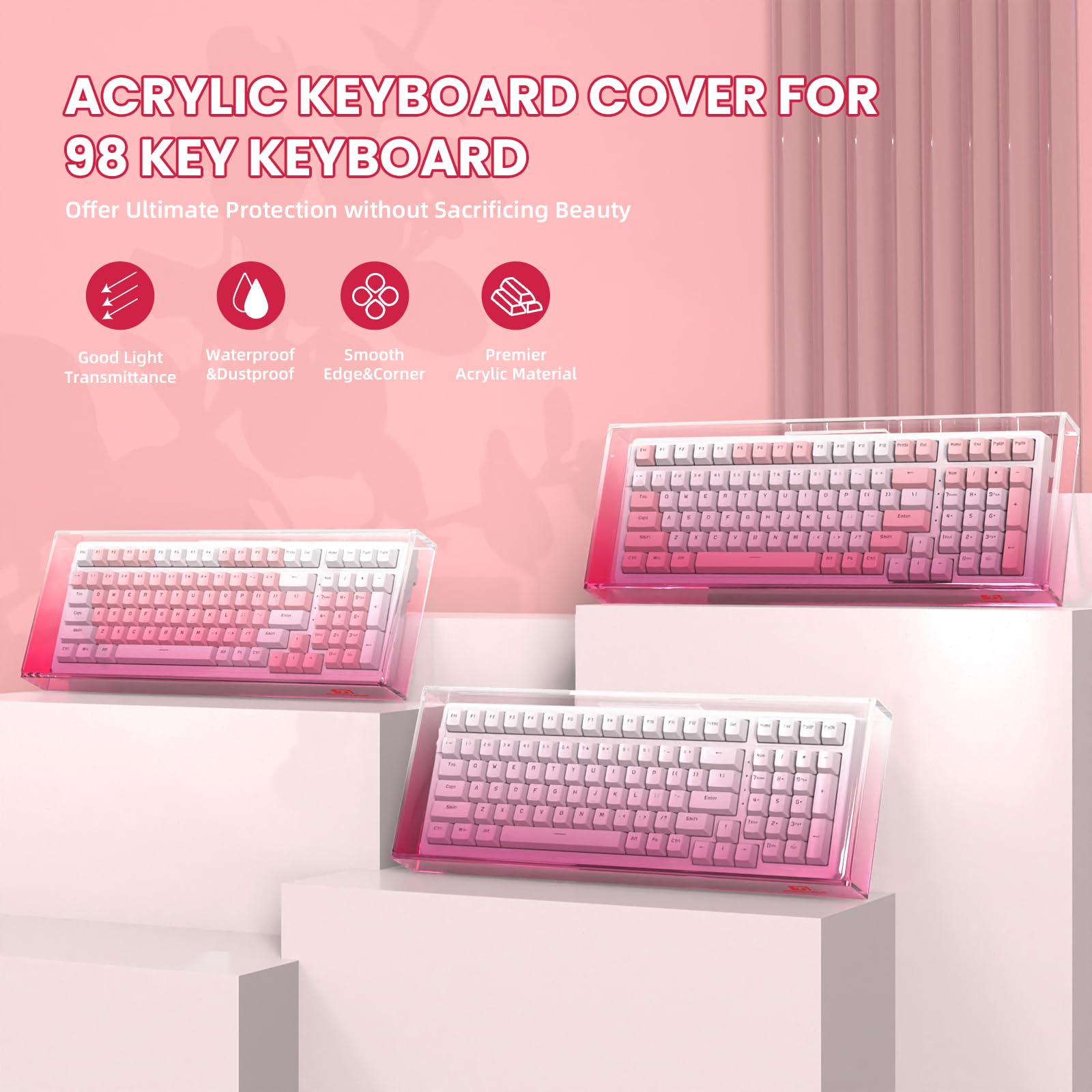 ZIYOU LANG KC04 - Cover per tastiera in acrilico trasparente (43 x 16,5 x 4,5 cm), con custodia protettiva antipolvere impermeabile, anti-urto, anti-gatto, per tastiera meccanica da gioco compatta a