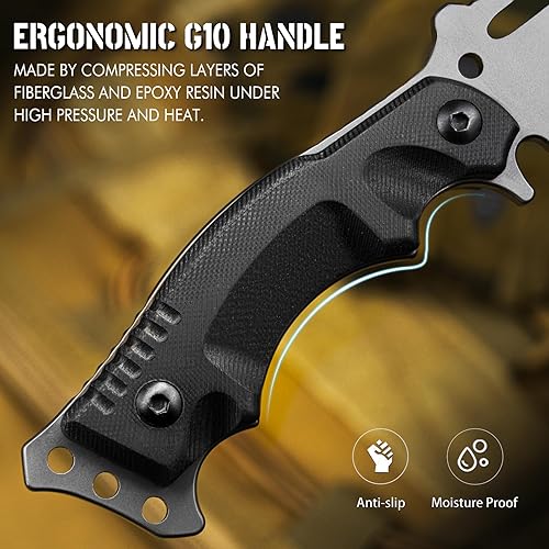 Miniatura 3 de NedFoss Cuchillo de supervivencia de hoja fija con funda, cuchillo de campamento de espiga completa de 9 pulgadas, mango ergonómico G10