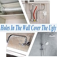 Vista 7 de 4 piezas autoadhesivas de pared dividida de brida cubierta de tubería de acero inoxidable placa redonda de 1.06 pulgadas para tuberías de agua