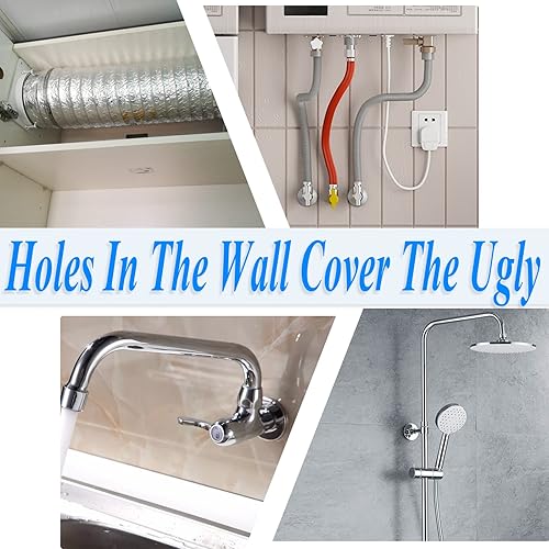 Miniatura 7 de Cionyce 4 piezas autoadhesivas de brida dividida de pared de acero inoxidable, placa redonda de 1.06 pulgadas para tuberías de aguagrifosradiadores