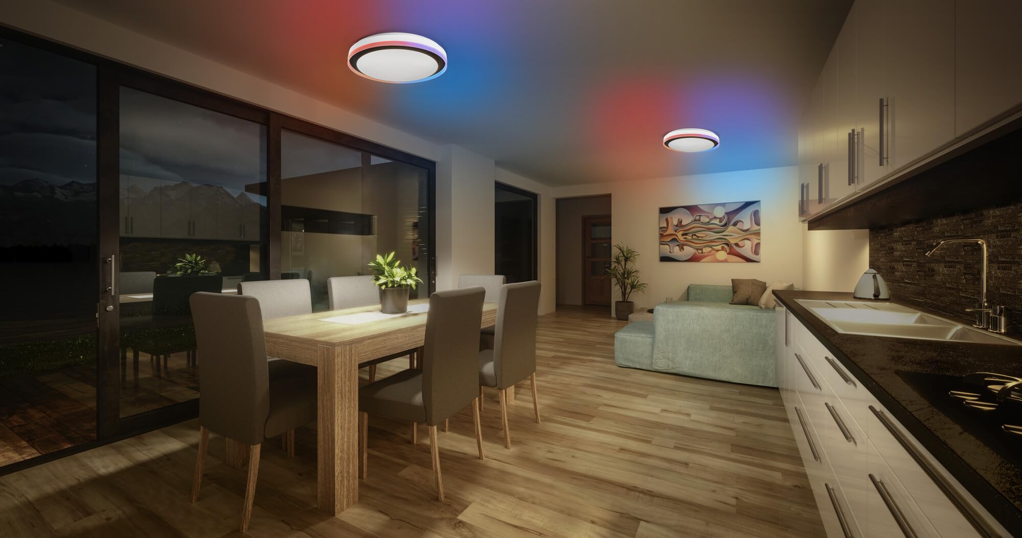 LEDVANCE SMART + WIFI Plafón LED, blanco/negro, 32W, 3400lm, función de luz blanca, regulable, efecto Magic-RGB, larga vida útil, fácil instalación, 2700-6500K