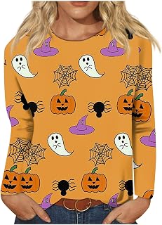 Corseted Outerwear Summertime for Girl's O Neck Push Button Clubby Straight Gentle Long Sleeve Halloween Tunics Printed Top #z79
