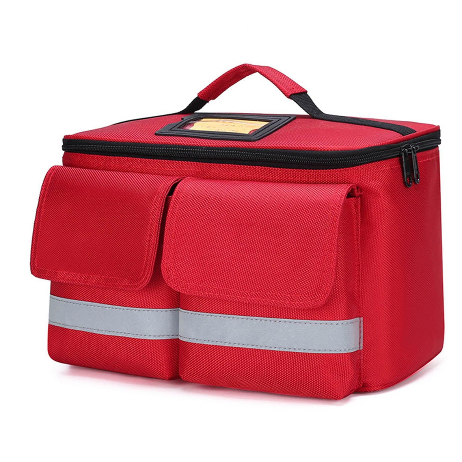 Bolsa de botiquín de primeros auxilios, bolsa almacenamiento vacía, primeros auxilios para senderismo, oficina, viajes, azul oscuro, rojo, 32x19x18cm