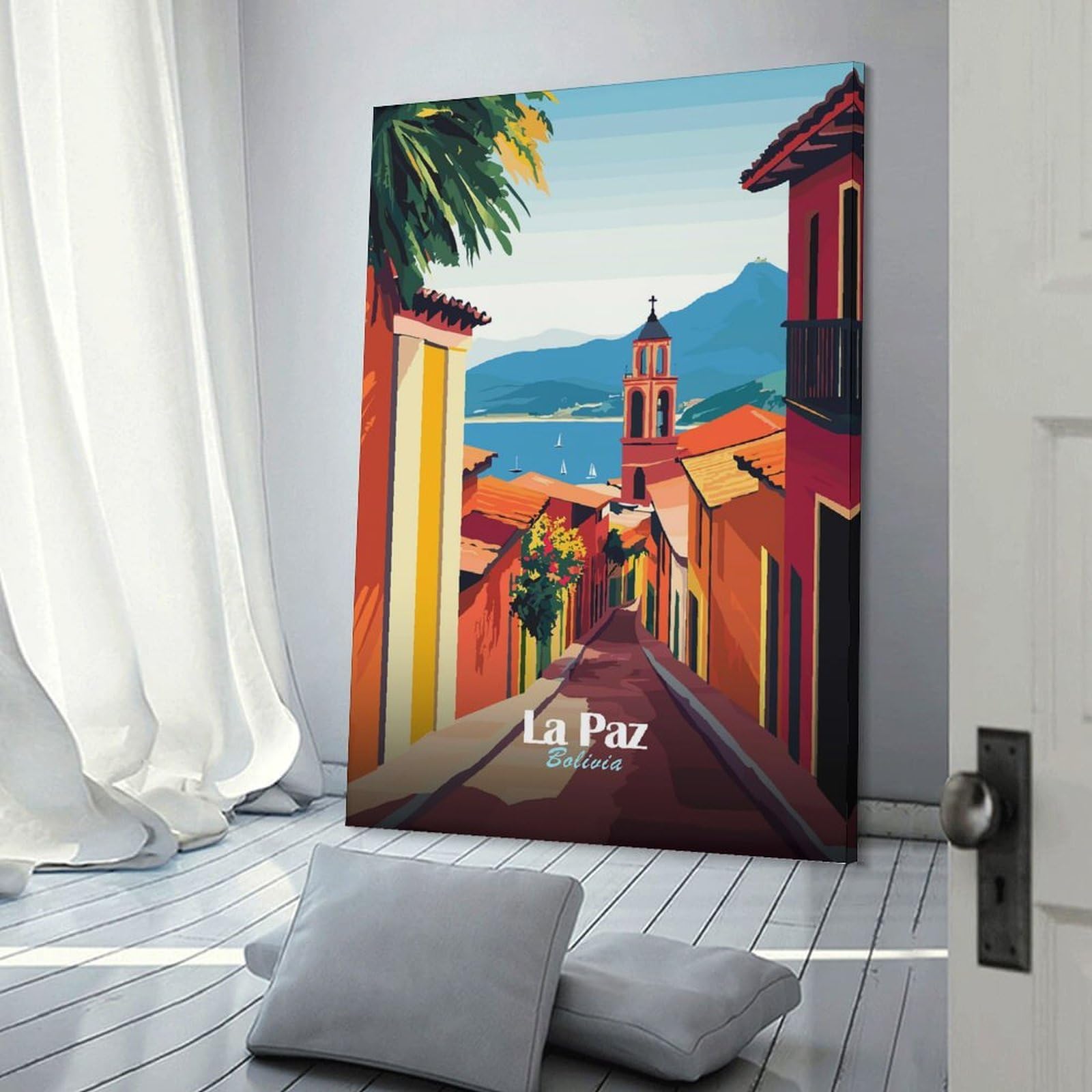 Junmoney La Paz Bolivia Cityscape Home Decor Wall Art, 24x36inch(60x90cm), for Apartment Walls, Studios Or Work Areas, Stylish Wall Art for Fresh Spaces