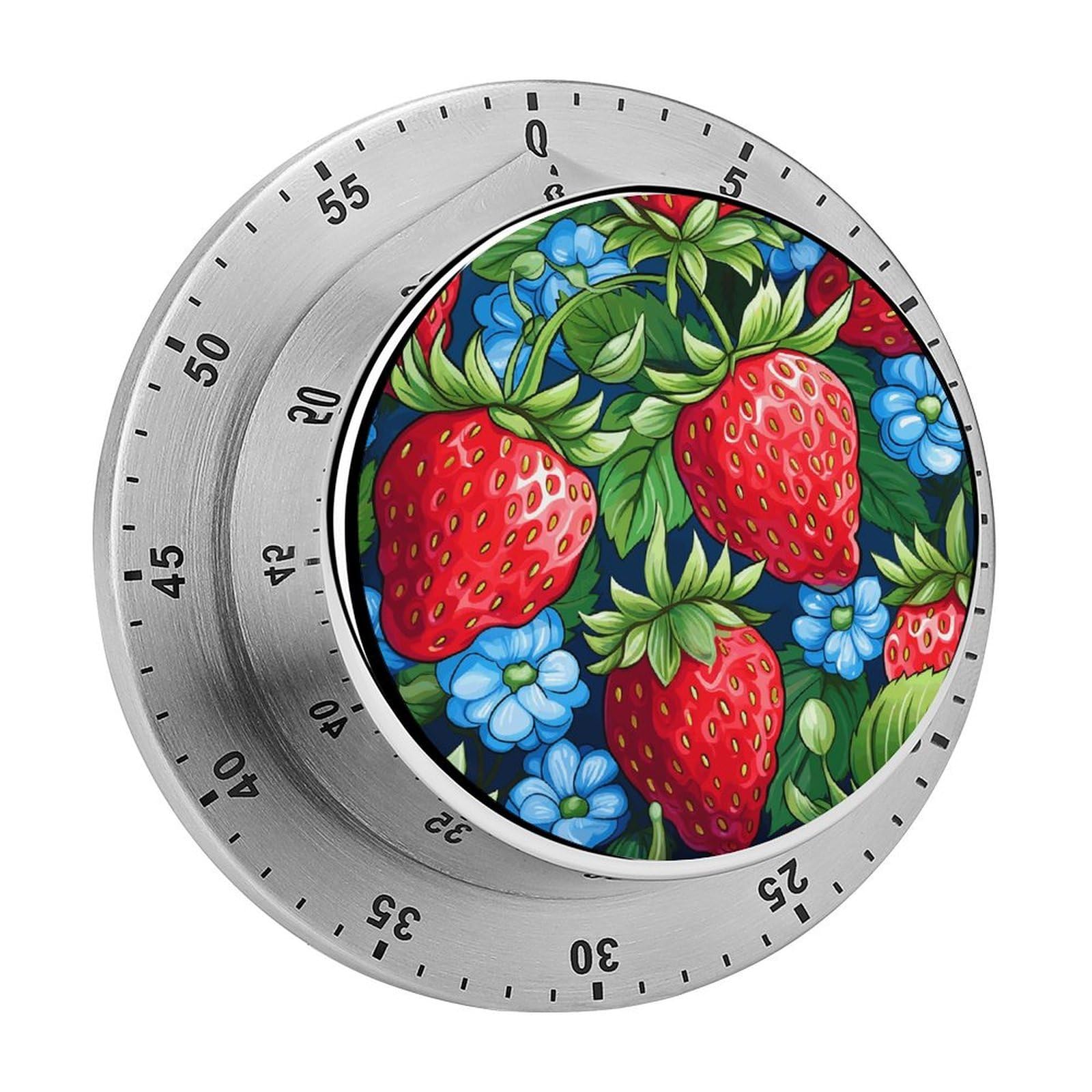 Adfgyerh Style Strawberry Pattern Timer For Cooking, Kitchen Timer Magnetic No Batteries Required, Mechanical Timer With Loud Alarm, For Fitness Baking Exercise Oven