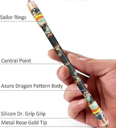 Miniatura 3 de Bolígrafo giratorio Menowa Vgg Mod, versión de bestia auspiciosa con puntas de oro rosa, bolígrafo giratorio con peso hecho a mano, dragón azul