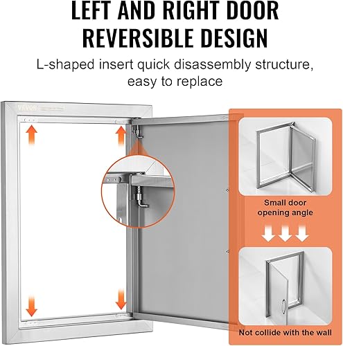 Miniatura 4 de Puertas para asador, puerta de acero inoxidable cepillado, ideal para cocina al aire libre o isla de asador de Mophorn