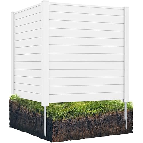 Fence Privacy Screen 2 Panels, 48”L x 48”H Air Conditioner Fence, Trash Can Screens, Pool Equipment Enclosure, Outdoor Privacy Fence Panels for A/C Units Backyard Patio Garden (1, White)