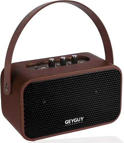 Altavoz Bluetooth portátil GDSK-4, sonido estéreo dual de 4 , gabinete de MDF y cuero, Bluetooth 5.3 con rango de 32.8 ft, ecualizador de graves y