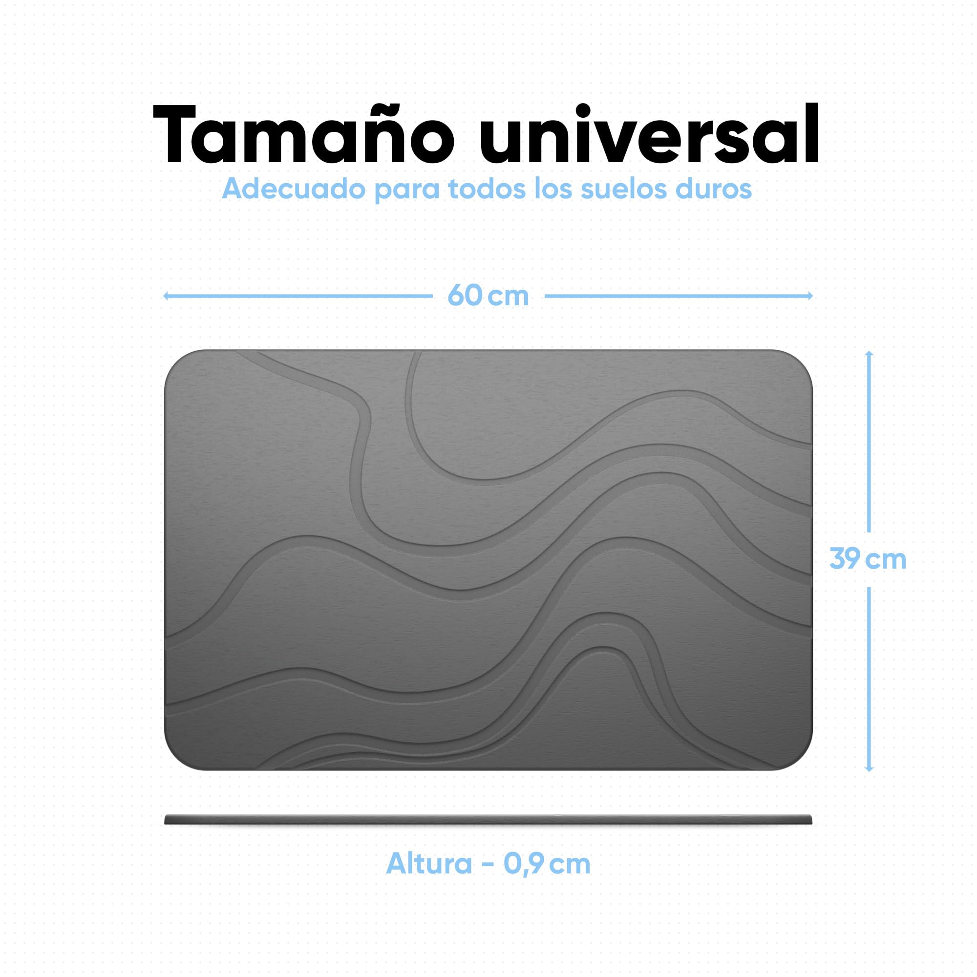 Björn&Schiller Alfombra de baño de Piedra, Set de Alfombra de baño de Secado rápido, antibacteriana de diatomita, Antideslizante y Absorbente 60х39 cm, Gris Oscuro