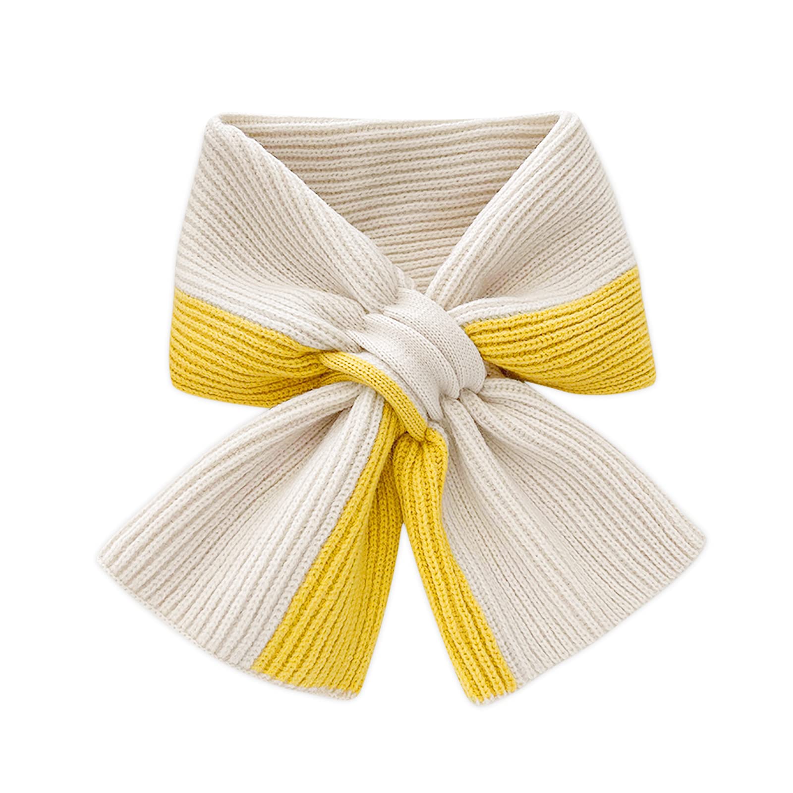 Lumisyne Women's Yellow Beige Winter Knitted Scarf For Two-Color Color Matching Rib Knit Keyhole Pull-Through Scarves Soft Cute Neck Warmer Collar Scarf Neckerchiefs