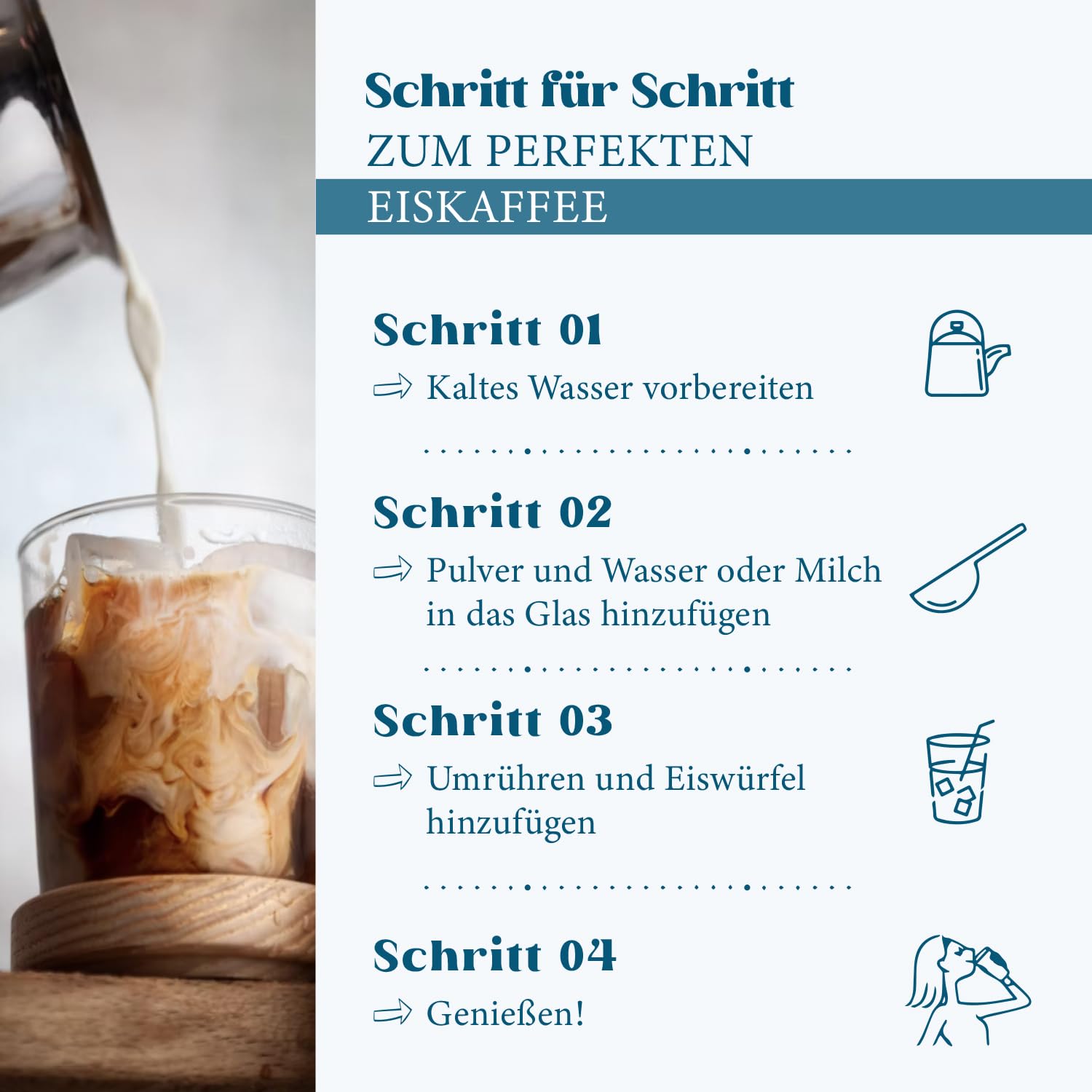HEARTS kawa mrożona w proszku 20 x 1 kg, korzystne opakowanie idealne dla klientów biznesowych – zmielona kawa na lato, szybkie przygotowanie, Ice Coffee Frappe Art, letni napój z orzeźwiającą