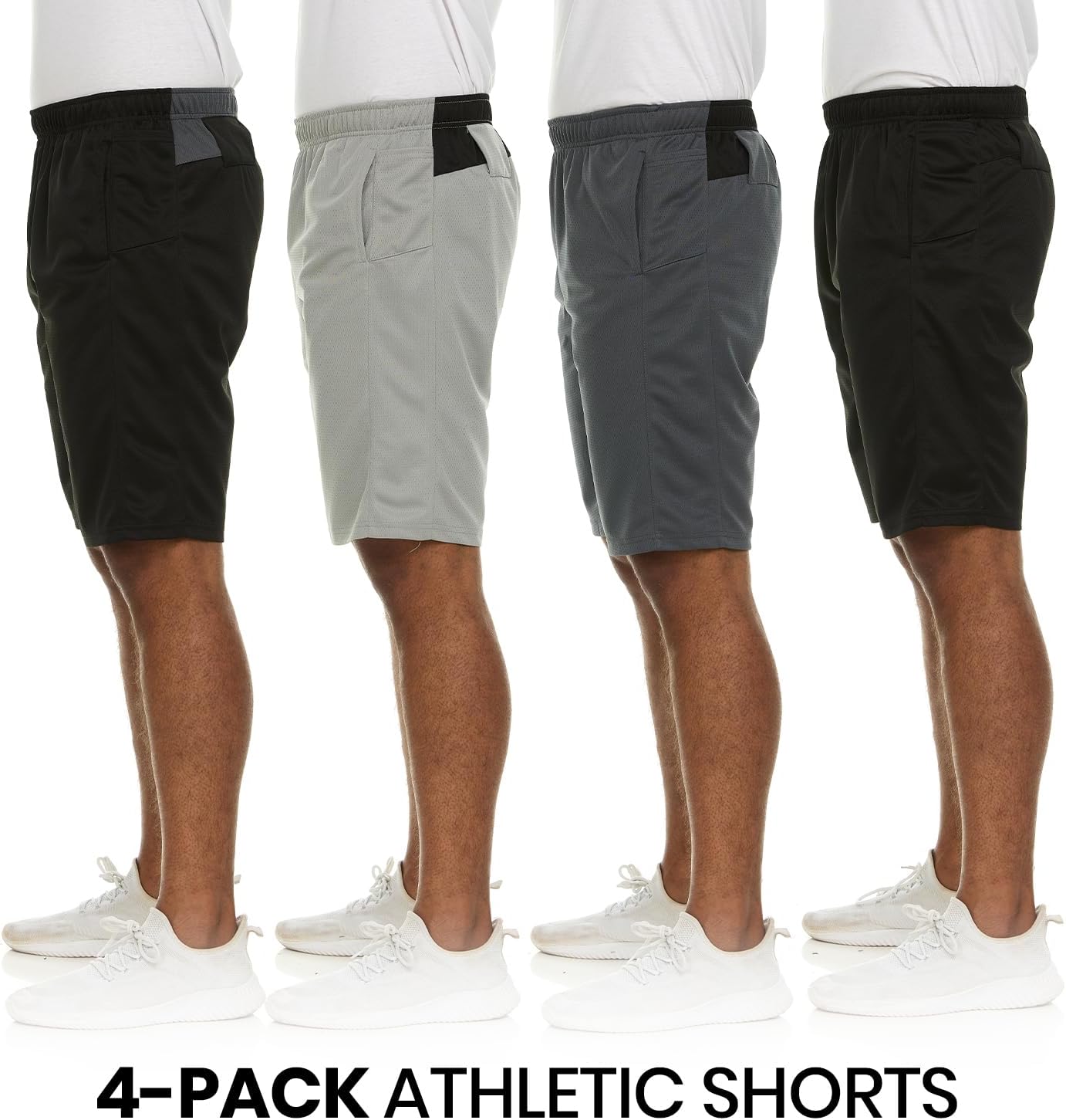 Essential Elements Men’s Athletic Shorts 4 Pack – Quick-Dry Moisture Wicking Basketball, Gym & Workout Shorts with Pockets - Image 5