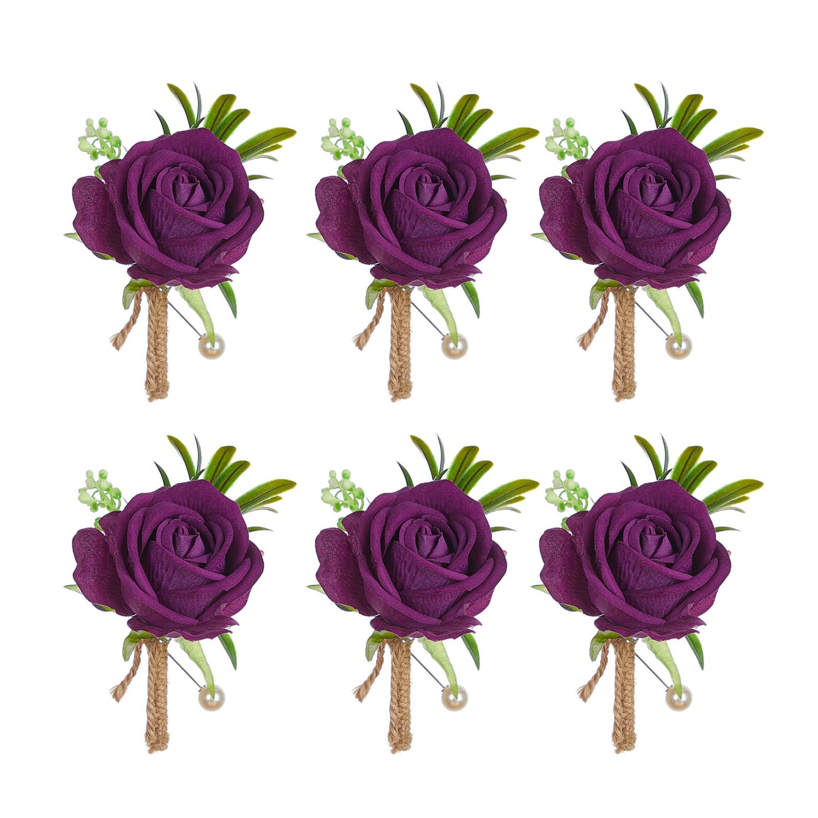Elnwnnkc Corsage 6Pcs Wedding S Boutonniere Prom Boutonniere For Wedding Ceremony Anniversary, Rose S For Bride And Grooms Artificial Flower