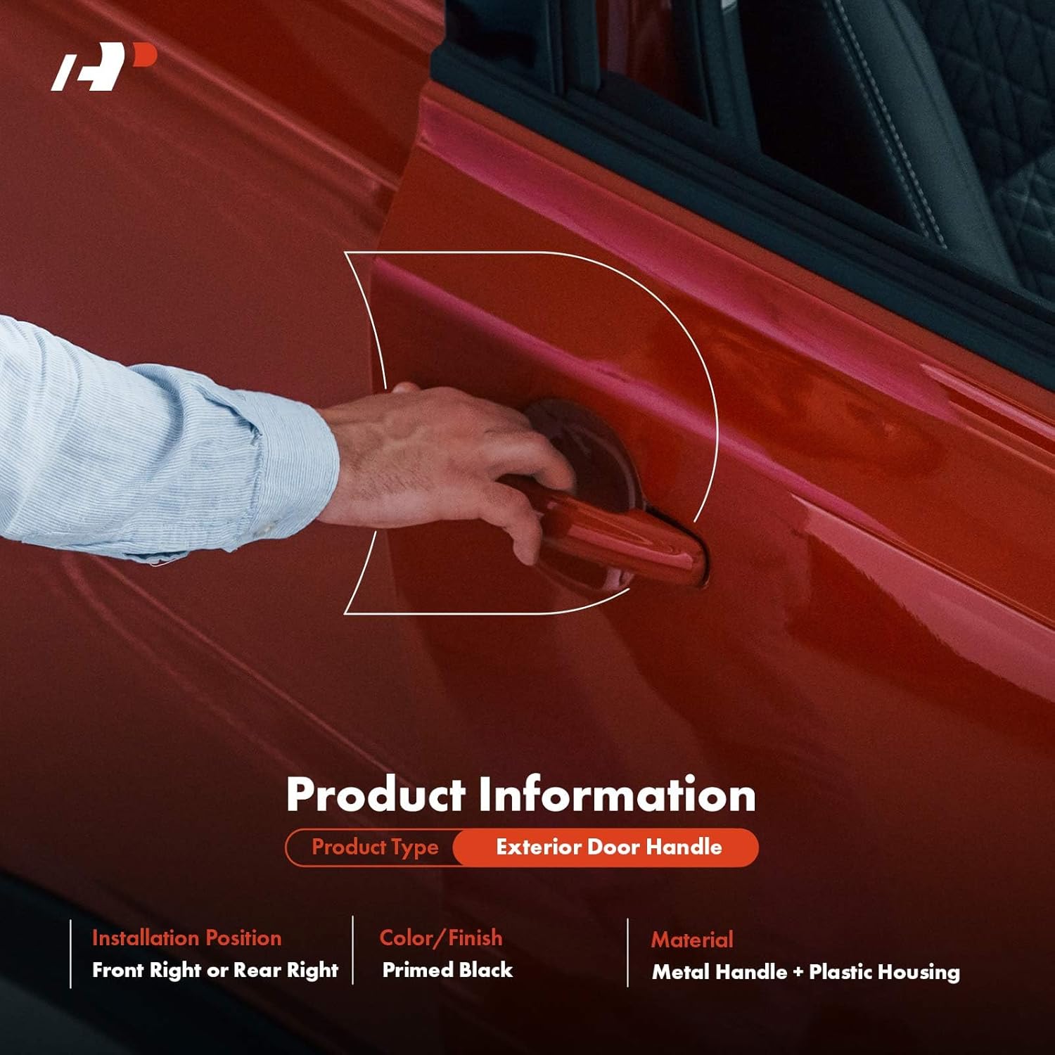 A-Premium Front or Rear Right Passenger Side Upgraded Metal Exterior Door Handle Compatible with Ford F-150 F150 2004-2014 & Lincoln Mark LT 2006-2008, Primed Black, Replace# 9L3Z1626604-CAPTM