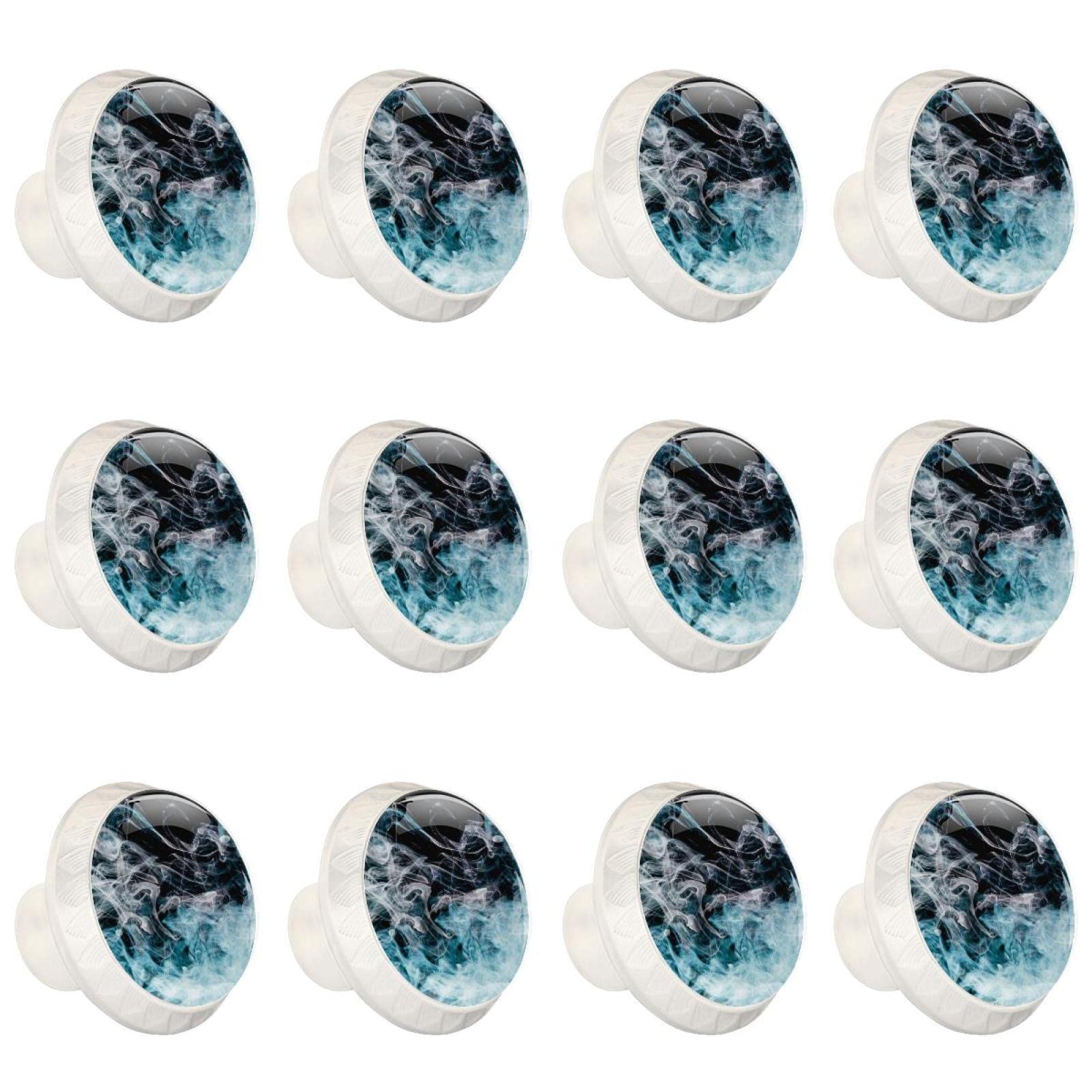 Lot de 12 boutons de placard ronds ondulés Noir fumé