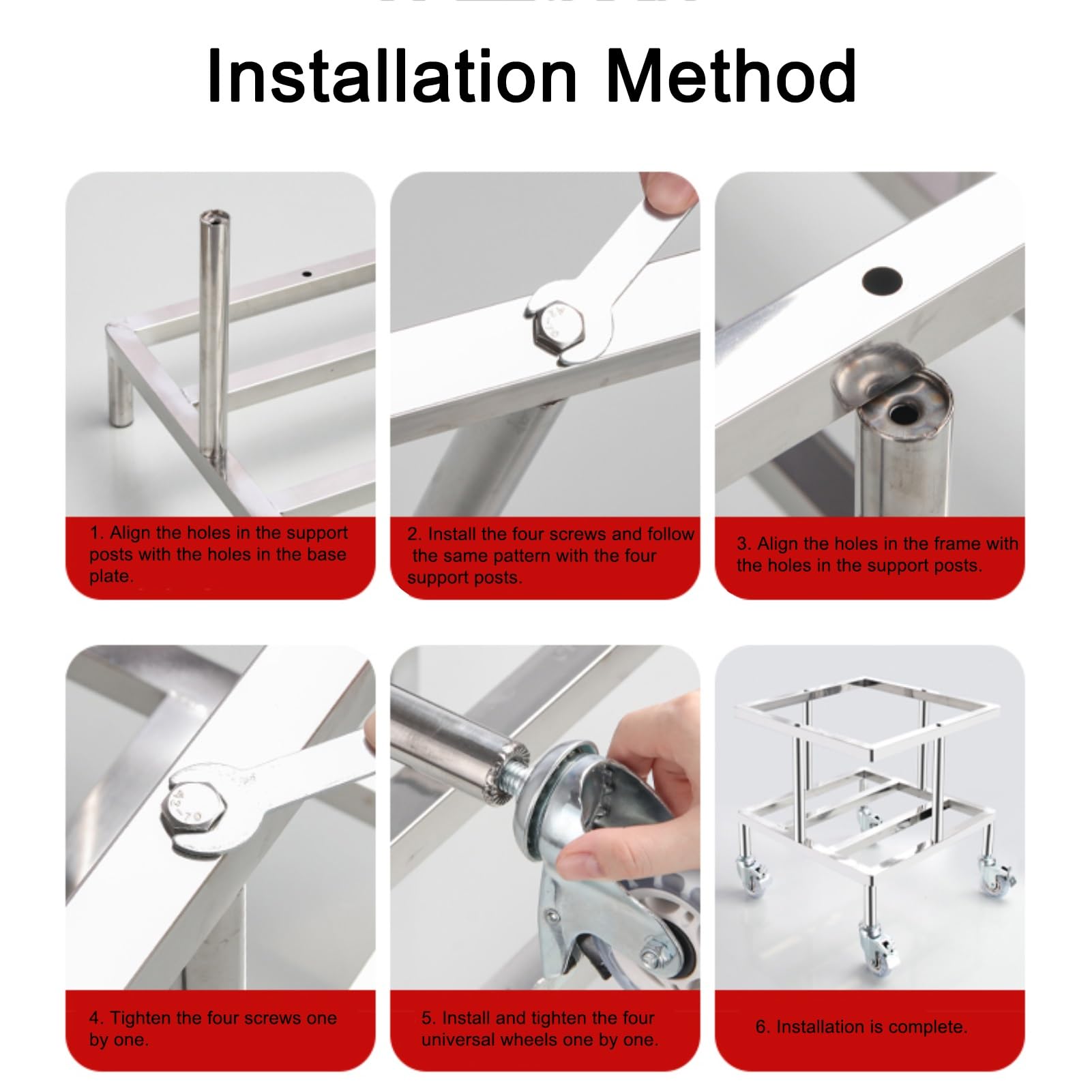 Supporto Pentole in Acciaio Inox Resistente, Supporto Bombole di Gas con Ruote Girevoli, Carrello Pentole Ristoranti, Cucine, Bar, Hotel, Garage(19.8x19.8x11in)