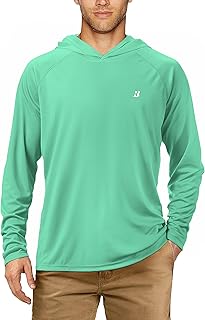 UPF 50+ Fishing Shirts for Men, Long Sleeve UV Sun Protection Hoodie, Outdoor Hiking Running Swimming Rash Guard