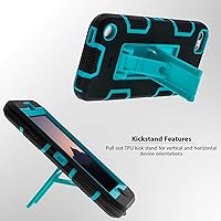 Vista 6 de LUCKYCAT Funda para iPod Touch 7ª/6ª/5ª generación, funda con función atril para iPod Touch, antiarañazos, antihuellas, resistente, a prueba de Azul