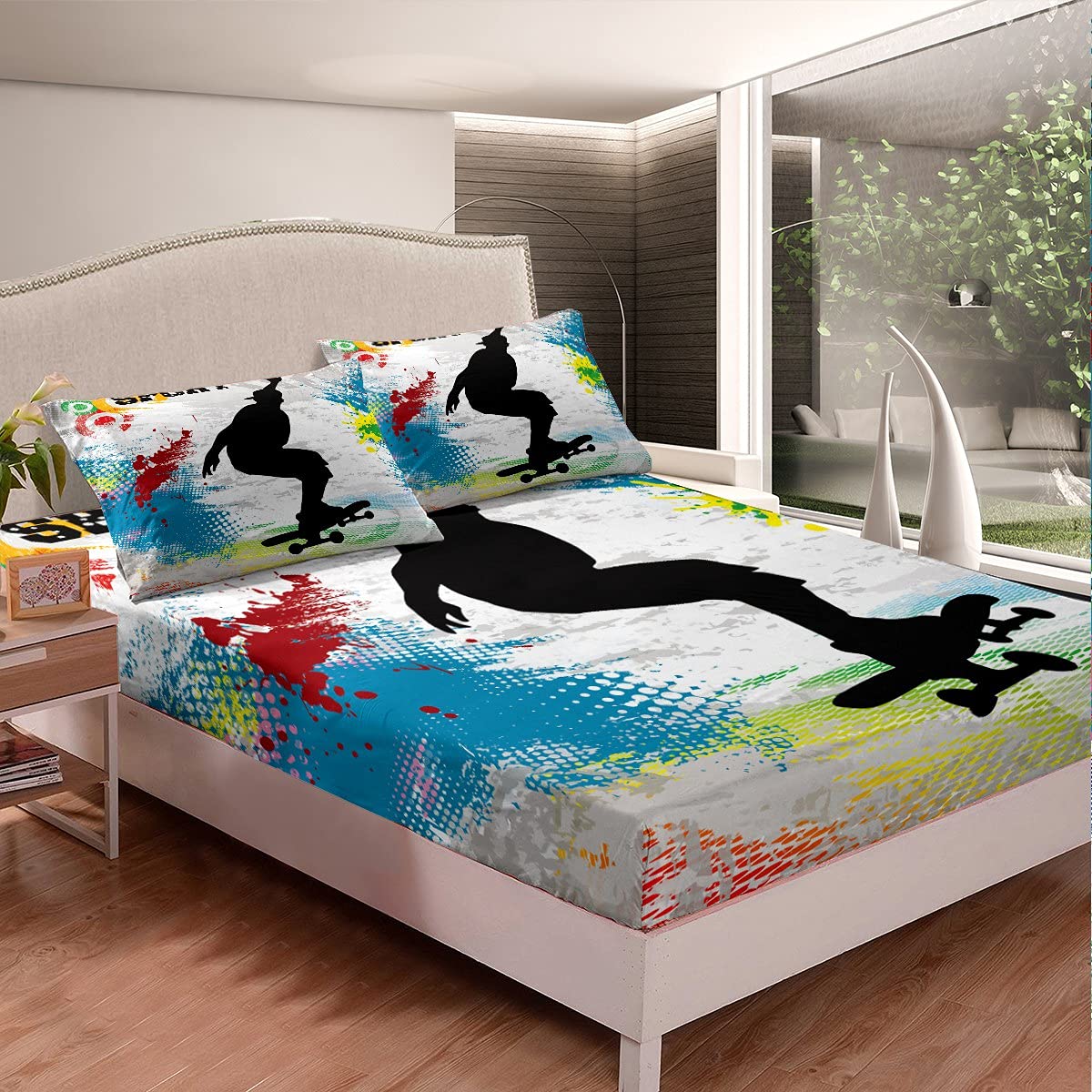 Completo Letto 100% Cotone Smart Deco Home - Misura Una Piazza E Mezza, Stampa Gigli Grigio, Made In Italy