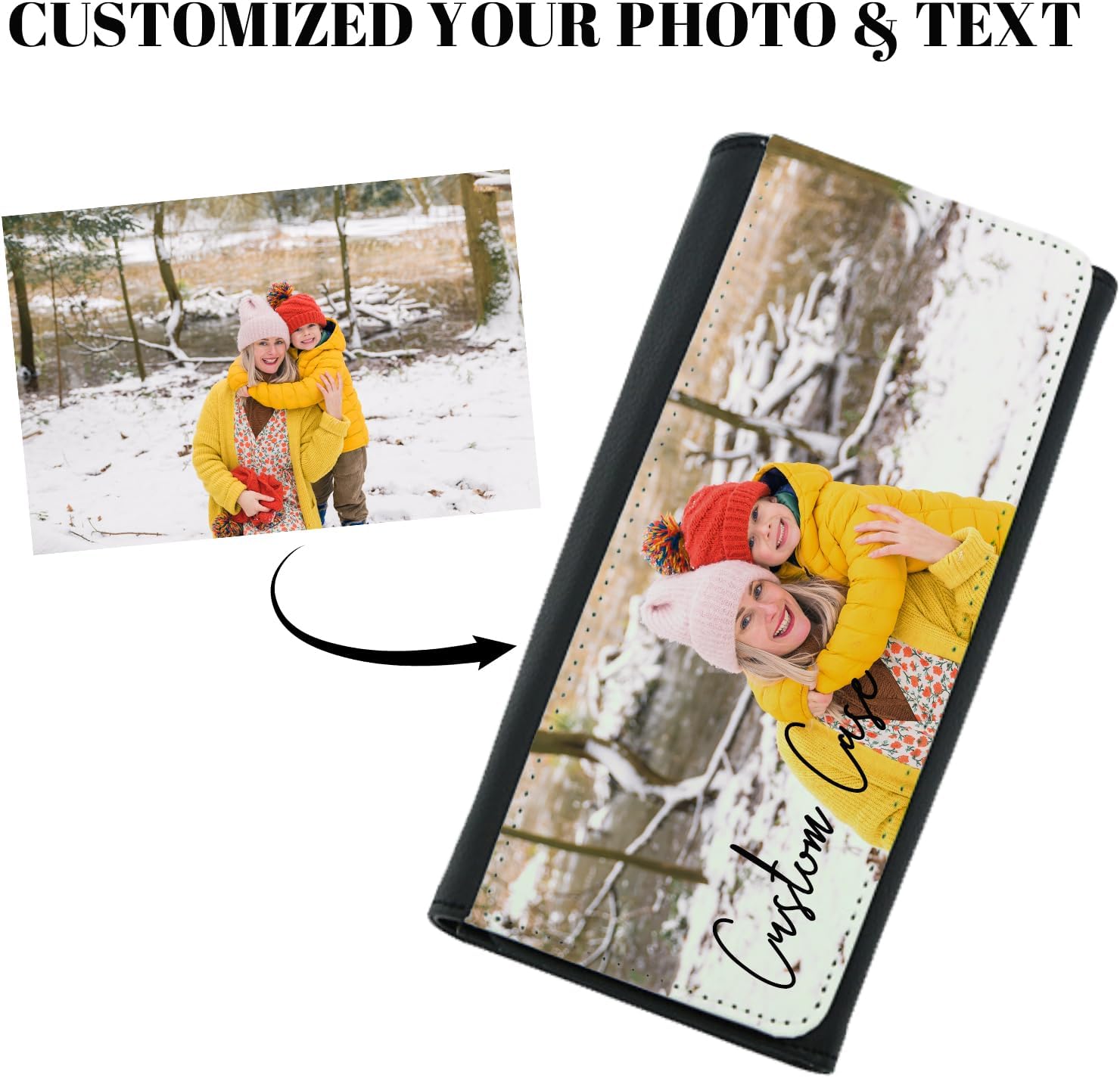 Custom Large Wallet Photo Personalized for Women, PU Leather Picture Purse Credit Card Phone Clutch, Customized Trifold Flip Long & Big Capacity Wallet - Image 2